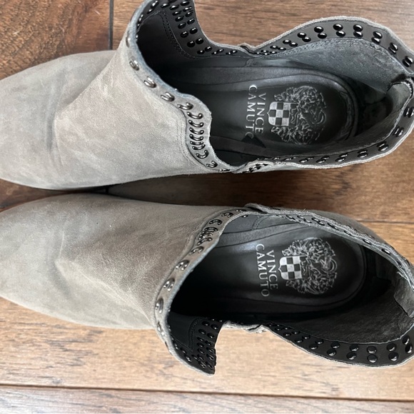 Vince Camuto Gray Suede Ankle Booties with Stud Accents - Picture 7 of 10